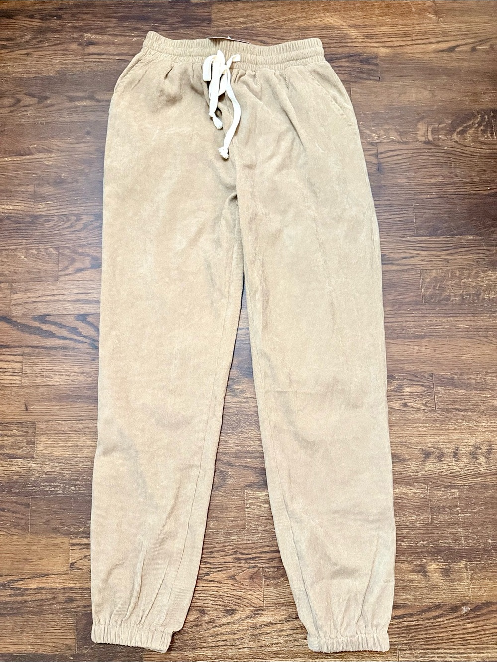 Wishlist Corduroy Neutral Tan Jogger‎ Pants with Drawstring NWT Size Small